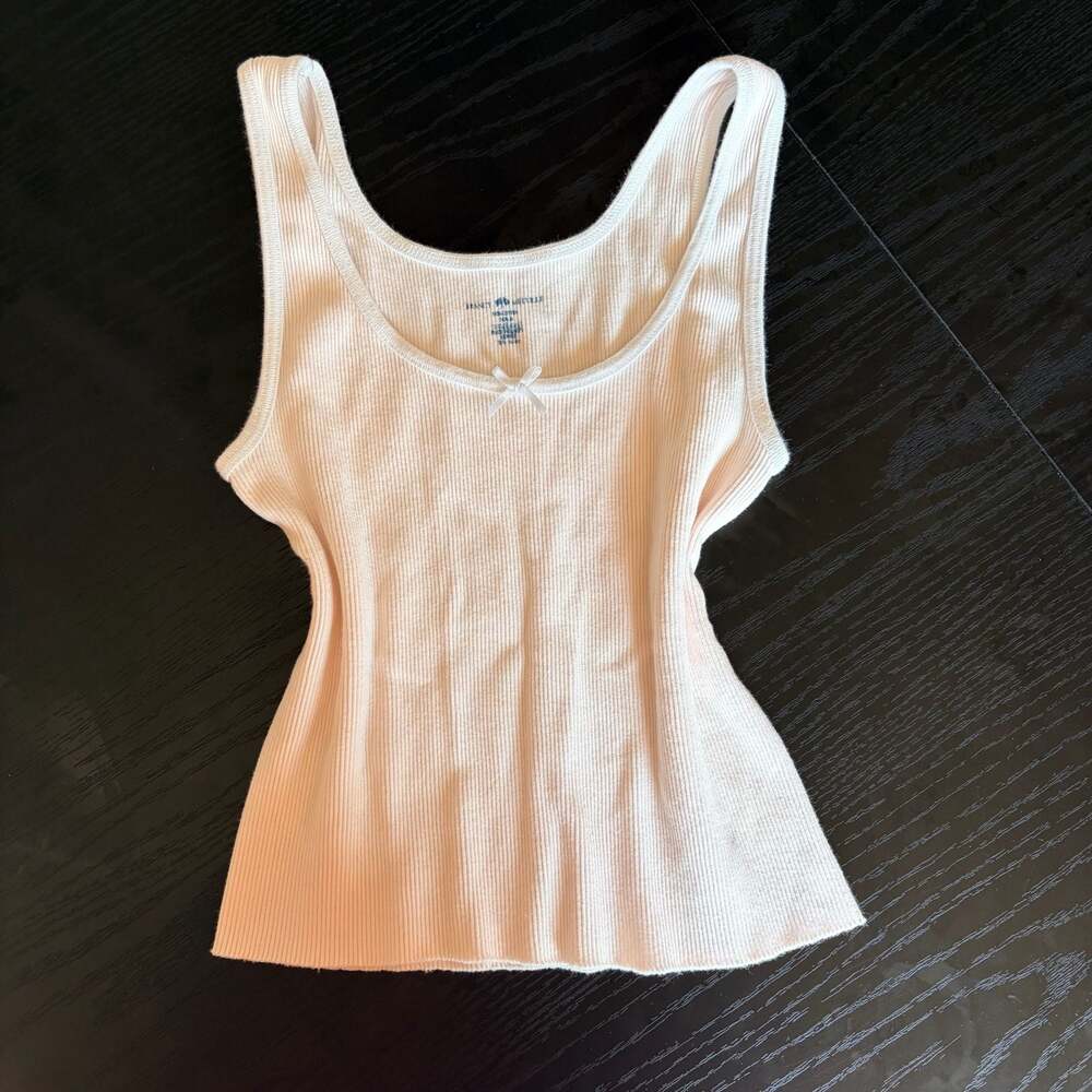 Brandy Melville Ribbed Tank Top with Bow Accent in Light Pink